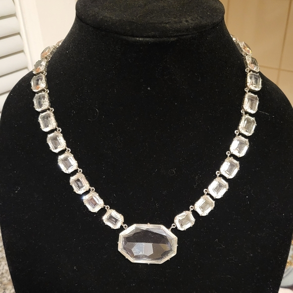 Antique Jewelry - Antique Czech Necklace with Clear Glass